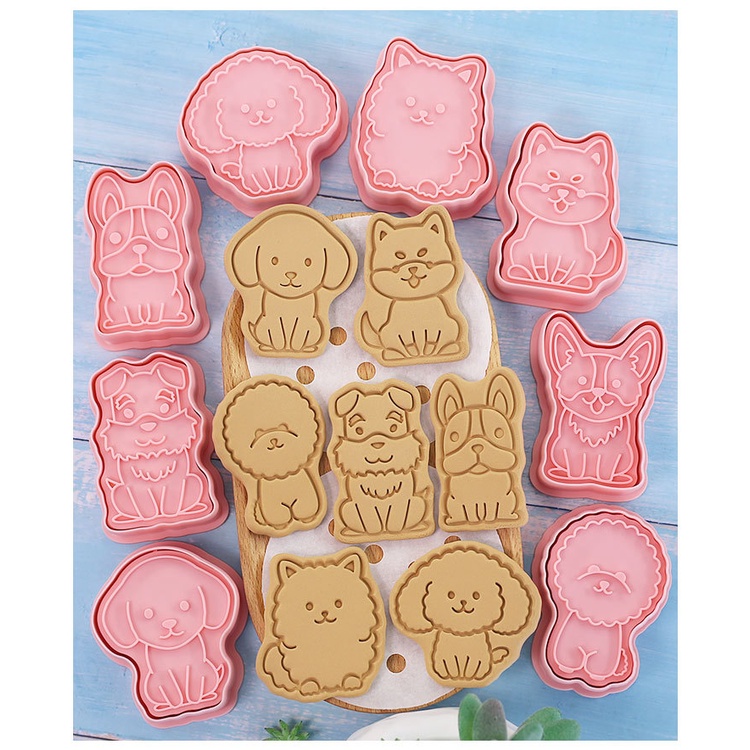 Set 8 Khuôn Cắt Bánh Quy Tạo Hình Chú Chó 3D Dễ Thương