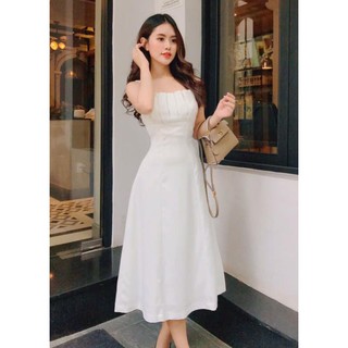 Đầm xòe hai dây xếp ly ngực có mút