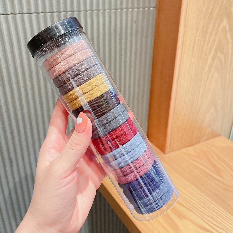 Set 20 Dây Thun Cột Tóc Co Giãn Nhiều Màu Sắc Kiểu Hàn Quốc