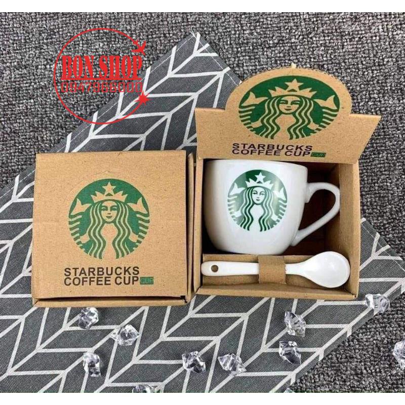 Combo cốc sứ 200ml + bình giữ nhiệt 500ml S.T.A.R.B.U.C.K.S    BonBon Đồ Gia Dụng