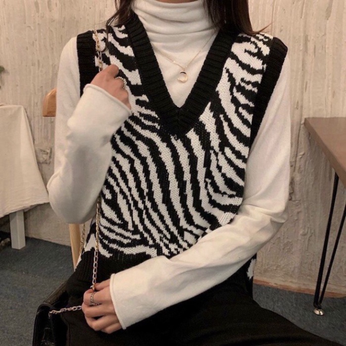 Gile Nữ Quảng Châu, Áo Len Gile Nữ Họa Tiết Sọc Vằn Giản Phong Cách Ulzzang Hàn Quốc | BigBuy360 - bigbuy360.vn