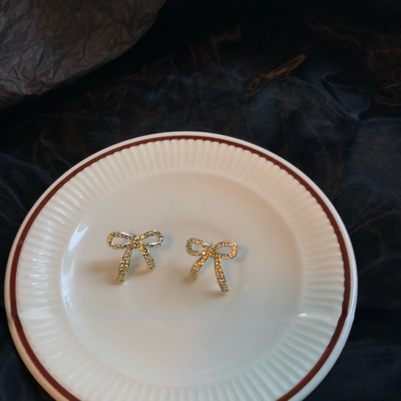 Bông Tai Hình Nơ Đính Kim Cương Phong Cách Hàn Quốc