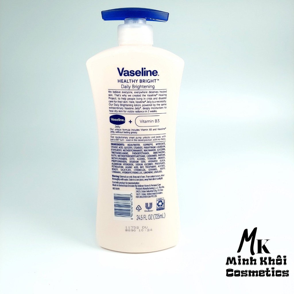 Sữa dưỡng thể trắng da chống nắng VASELINE HEALTHY WHITE 725ml (Chính hãng)