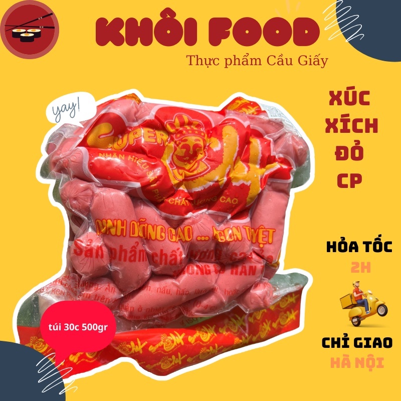 Xúc Xích đỏ ăn liền CP chiên, thả lẩu, xiên que( gói 500gr)