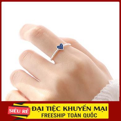 [FREE SHIP] Nhẫn Tay Bạc Tim Xanh S925  Blue Daisy SilverChuỗi Store Trang Sức  Blue Daisy SilverTặn