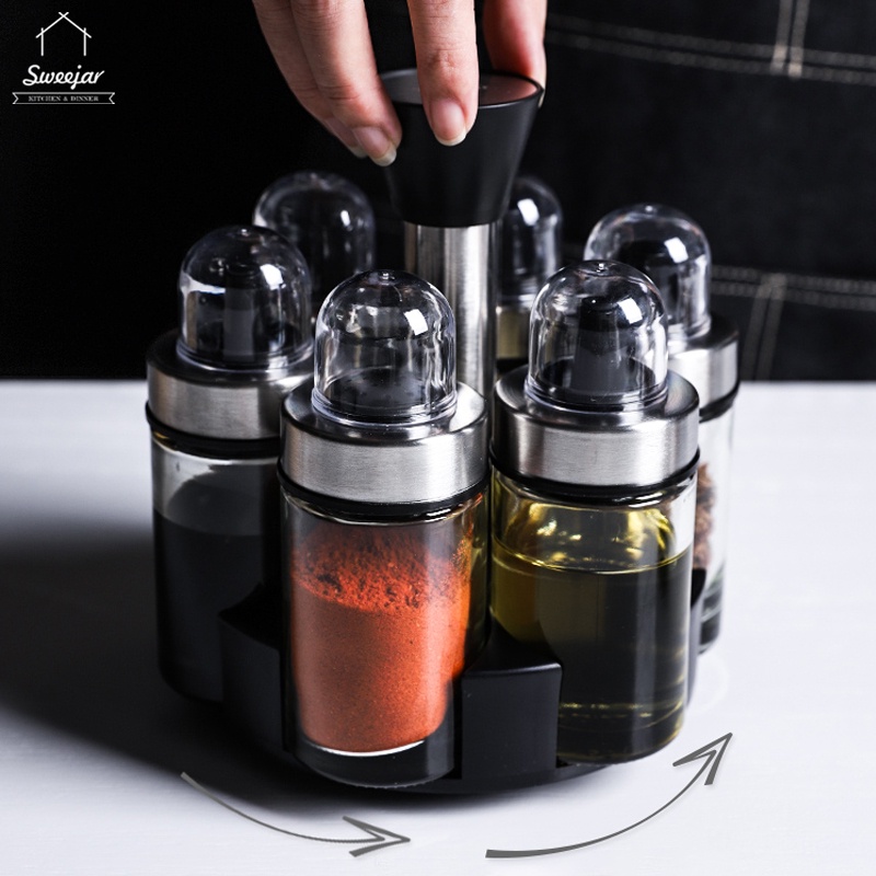 Bộ lọ đựng gia vị SWEEJAR thiết kế đế xoay 360 độ đa năng tiện dụng