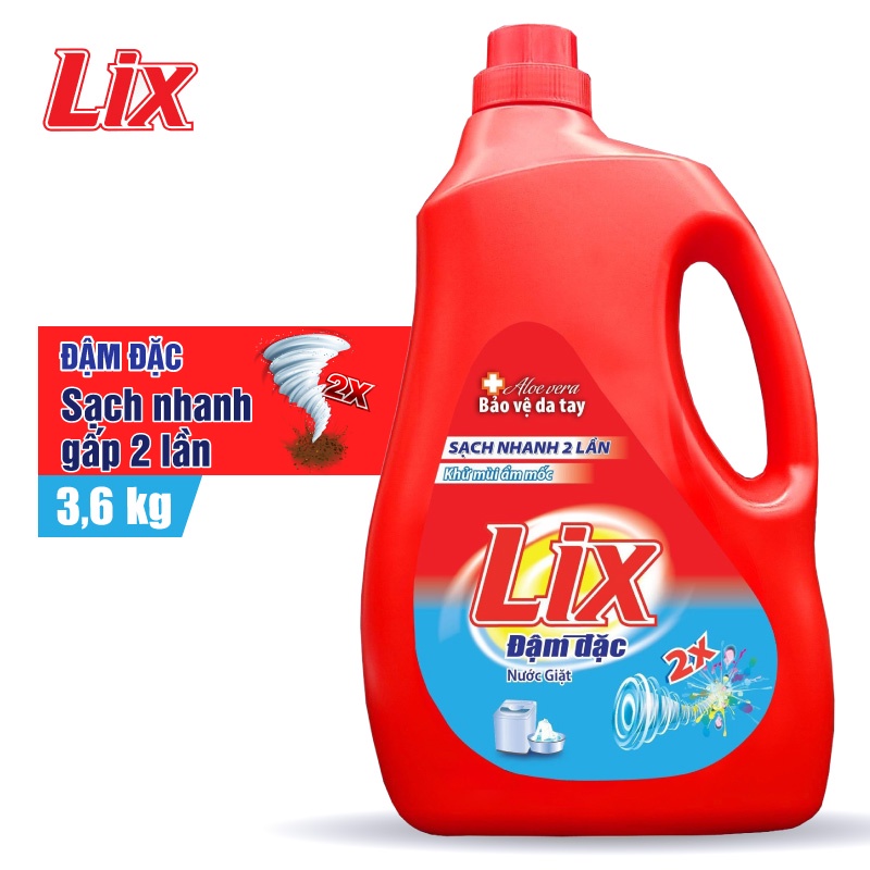 Nước giặt Lix Đậm Đặc Hương Hoa Chai 3.6kg - Tẩy Sạch Cực Mạnh Vết Bẩn - NG360
