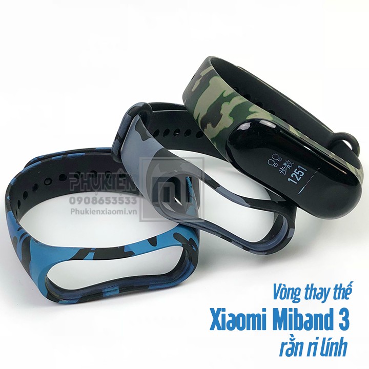 Vòng thay thế Xiaomi Miband 3 / 4 màu lính rằn ri - Xanh Dương