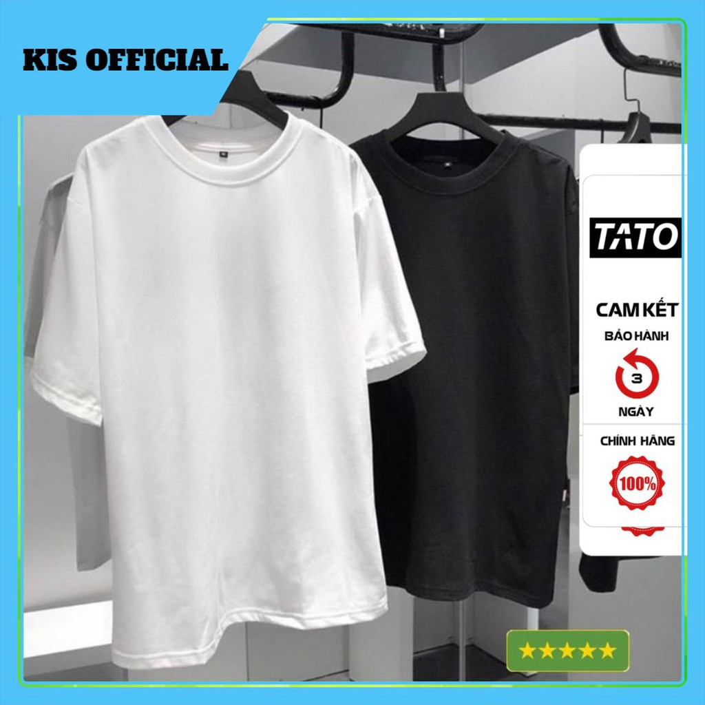 Combo 2 Áo Thun Trơn Unisex Đen Trắng Vải Dày Mịn Áo Phông Basic Cổ Tròn [KIS OFFICIAL]