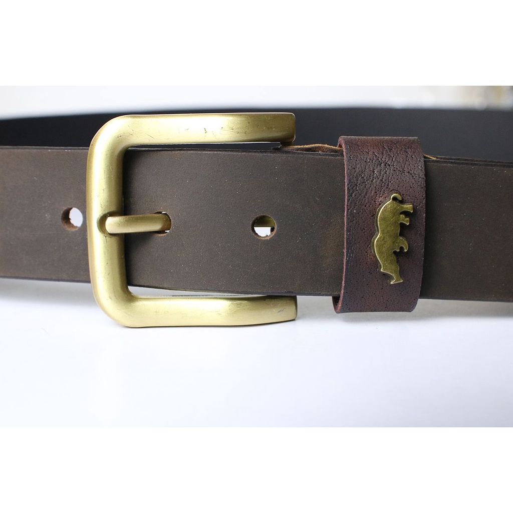 Thắt lưng da bò sáp khoá đồng đúc