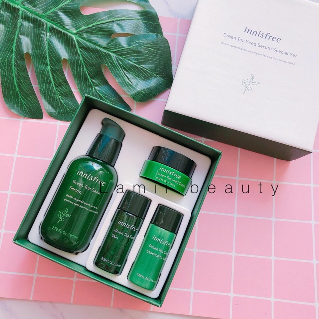 SET DƯỠNG DA TRÀ XANH MỚI RA BẢN MỚI SIÊU SIÊU HOT INNISFREE GREEN TEA SEED SERUM