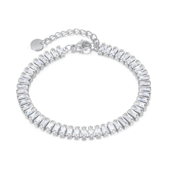 Lắc Tay Đính Đá Zircon Nhân Tạo Sang Trọng Titan Ko Đen TT 4374