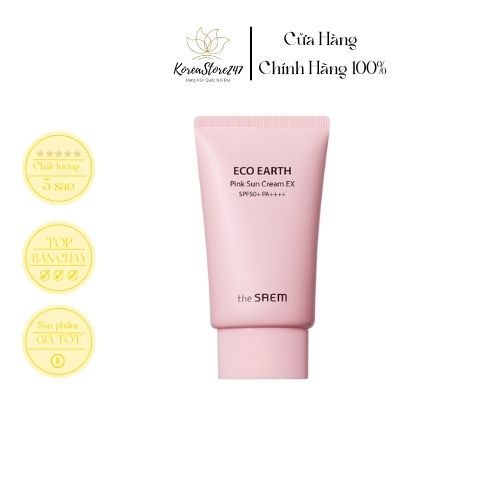 Kem Chống Nắng Nâng Tone, Kiềm Dầu, Dưỡng Ẩm Trắng Da The Seam Eco Earth Power Pink (SPF 50+/PA) KoreaStore247