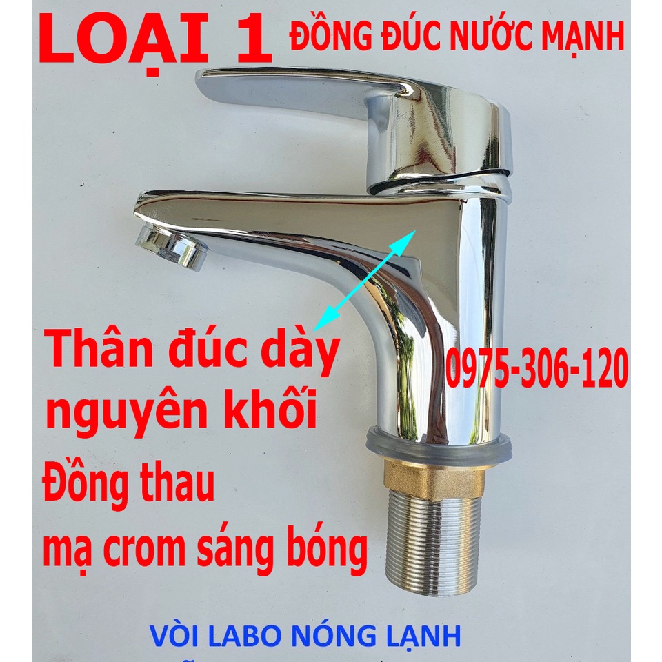 [LOẠI 1-HÀNG ĐÚC] Vòi Rửa Mặt Lavabo Nóng Lạnh Cao Cấp N3009 Fotar đồng thau mạ crom và 2 dây,la si nl tay lồi