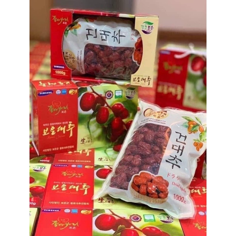 TÁO ĐỎ SẤY KHÔ HÀN QUỐC BOEUN LOESS JUJUBE 1kg DATE 2025