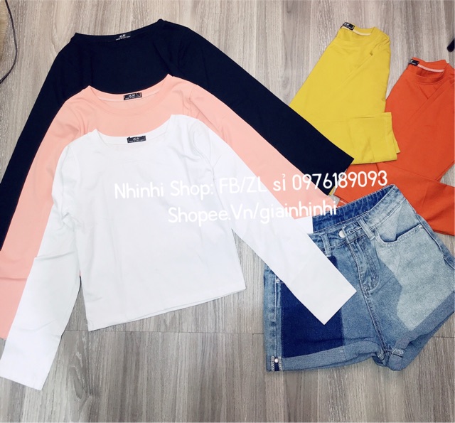 [ Mã WASTRUN4 giảm 10% tối đa 30K đơn 99K] Áo phông, Áo thun dáng Crop trơn dài tay NhiNhiShop | BigBuy360 - bigbuy360.vn