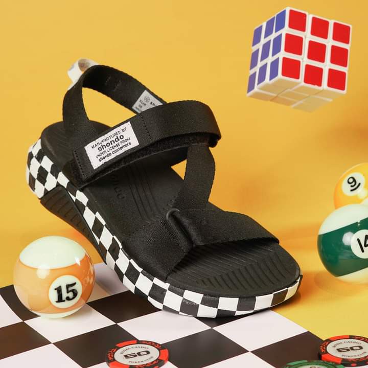 Giày sandal nam nữ SHONDO F7 Racing Caro Đen - Đi Học, đi chơi [HÀNG CHÍNH HÃNG]