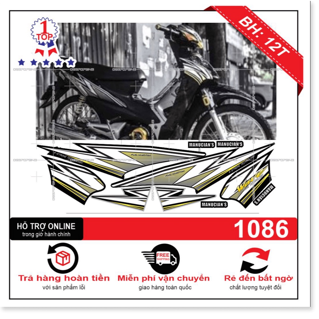 ( Quí khách vui lòng mang ra tiệm cho thợ dán ) Tem wave 2016 đen