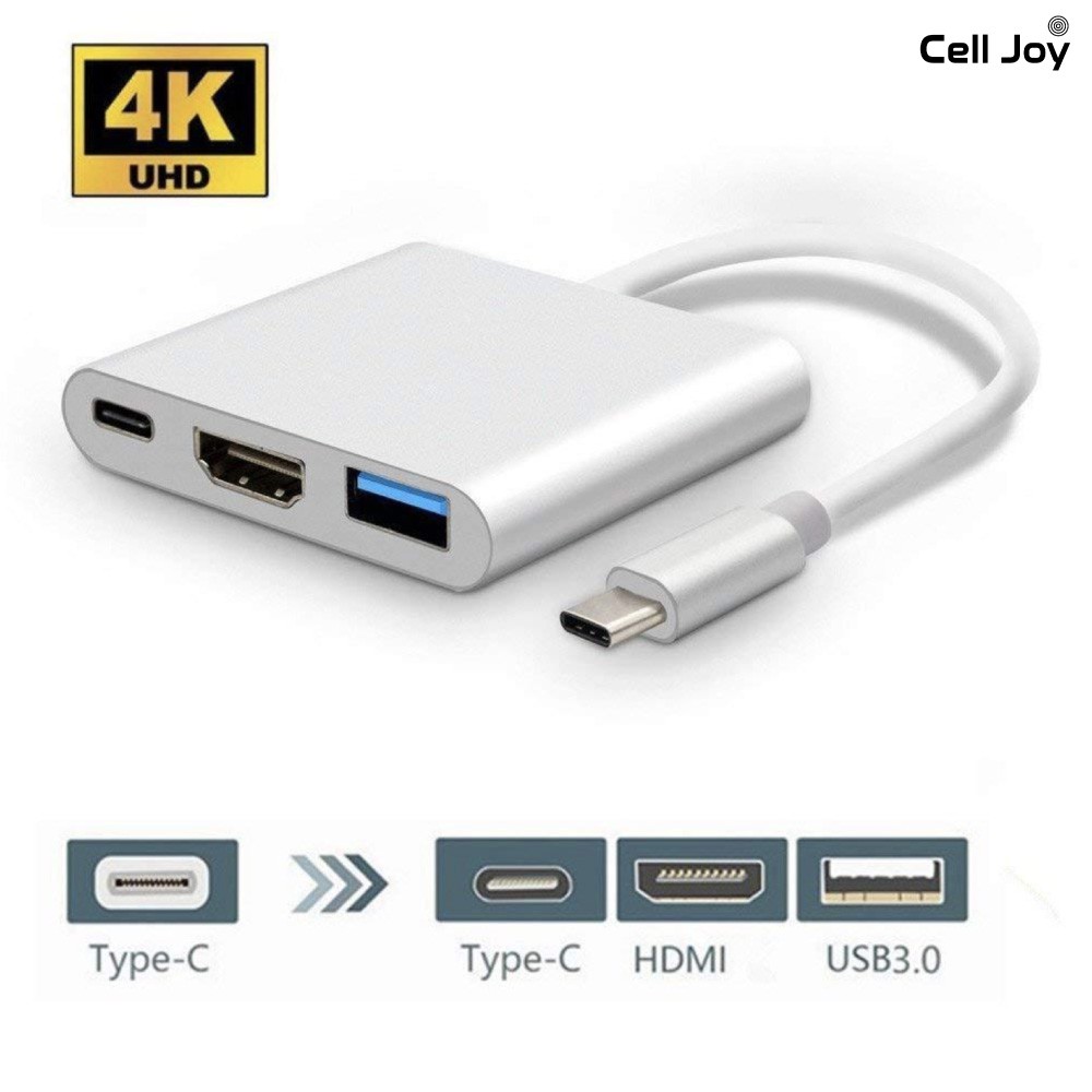 Bộ Adapter cáp chuyển Type-C sang HDMI 4k/USB/TypeC 3 trong 1 cho Macbook, iPad dùng trong trình chiếu