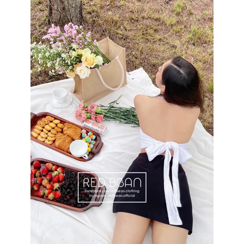 Áo croptop cột nơ - Helen - RED BEAN