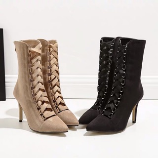 [ORDER] Giày boot cao gót đế nhọn đan dây sang chảnh ❤️