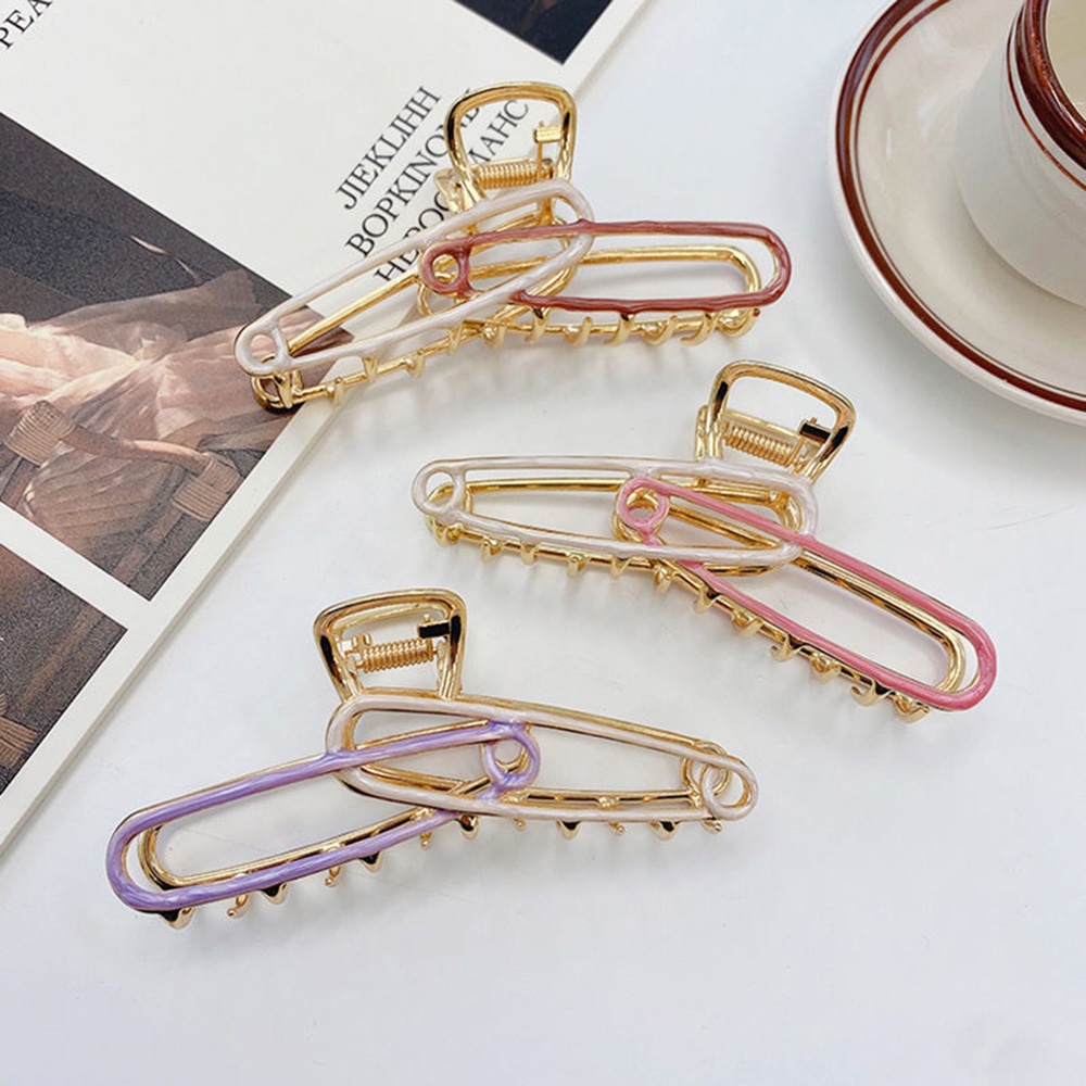 Kẹp Tóc Kim Loại Kiểu Dáng Hình Học Nhiều Màu Sắc