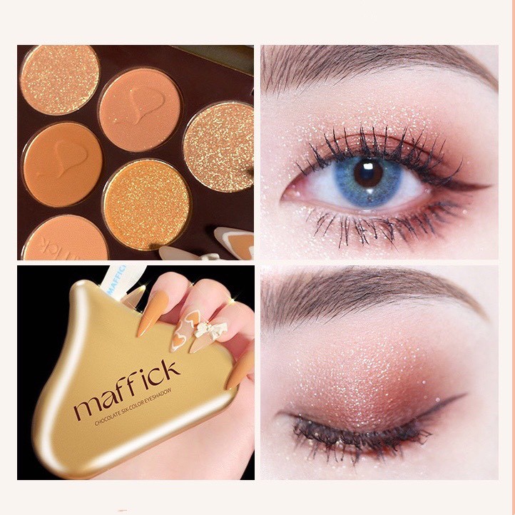 Bảng phấn mắt 6 màu socola kisses MAFFICK tông cam đào cam đất xinh xắn Chocolate Six-Color Eye Shadow hot Tiktok MAFI33 | BigBuy360 - bigbuy360.vn