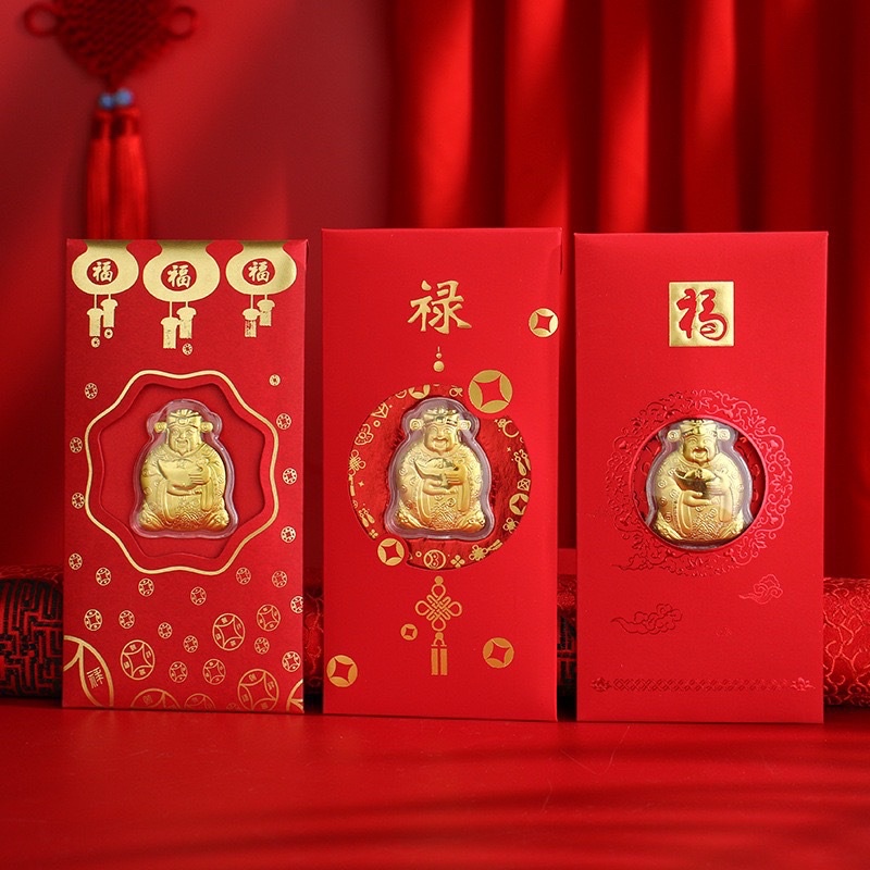 [Chuẩn loại nhất] Bao Lì Xì xịn Thần Tài Mạ Vàng 24K - Bao Lì Xì May Mắn Rước Tài Lộc