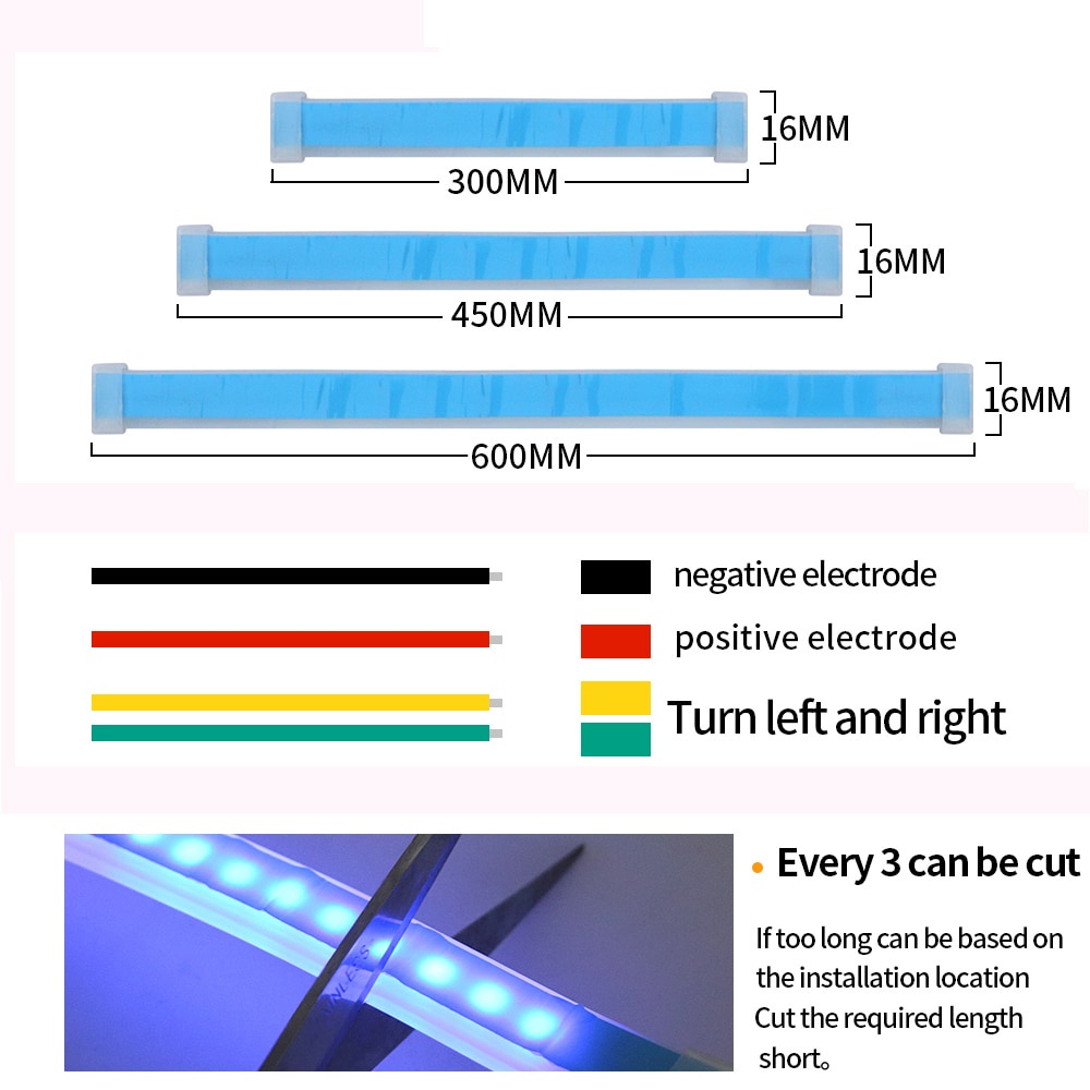 2 Dải đèn led cho đèn xi nhan xe hơi chống thấm nước màu sắc RGB DRL