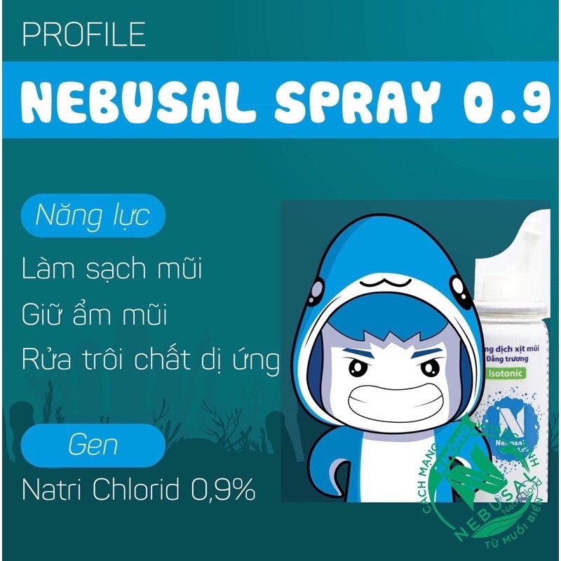 Nebusal Spray - Dung dịch nước muối biển dạng xịt, giúp vệ sinh mũi, giảm nghẹt mũi, sổ mũi, giúp vệ sinh tai