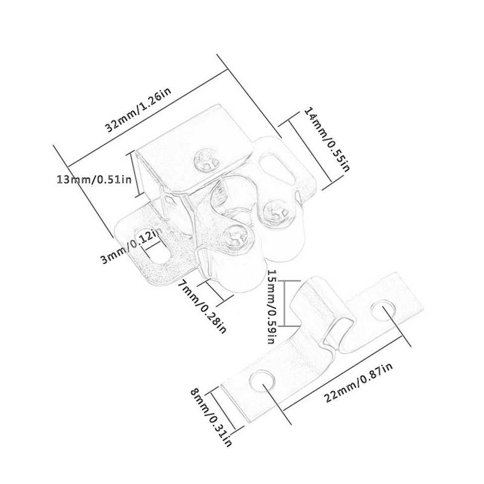 Bộ khóa dạng kẹp lò xo hai bánh xe chuyên dùng cho cửa tủ nội thất