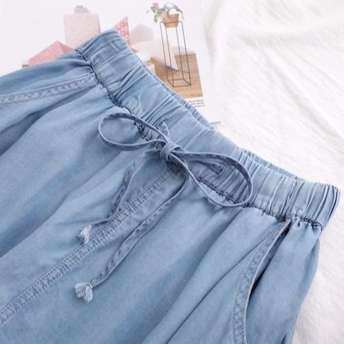 Quần Short Denim Ống Rộng Lưng Thun Phong Cách Hàn Quốc Dành Cho Nữ