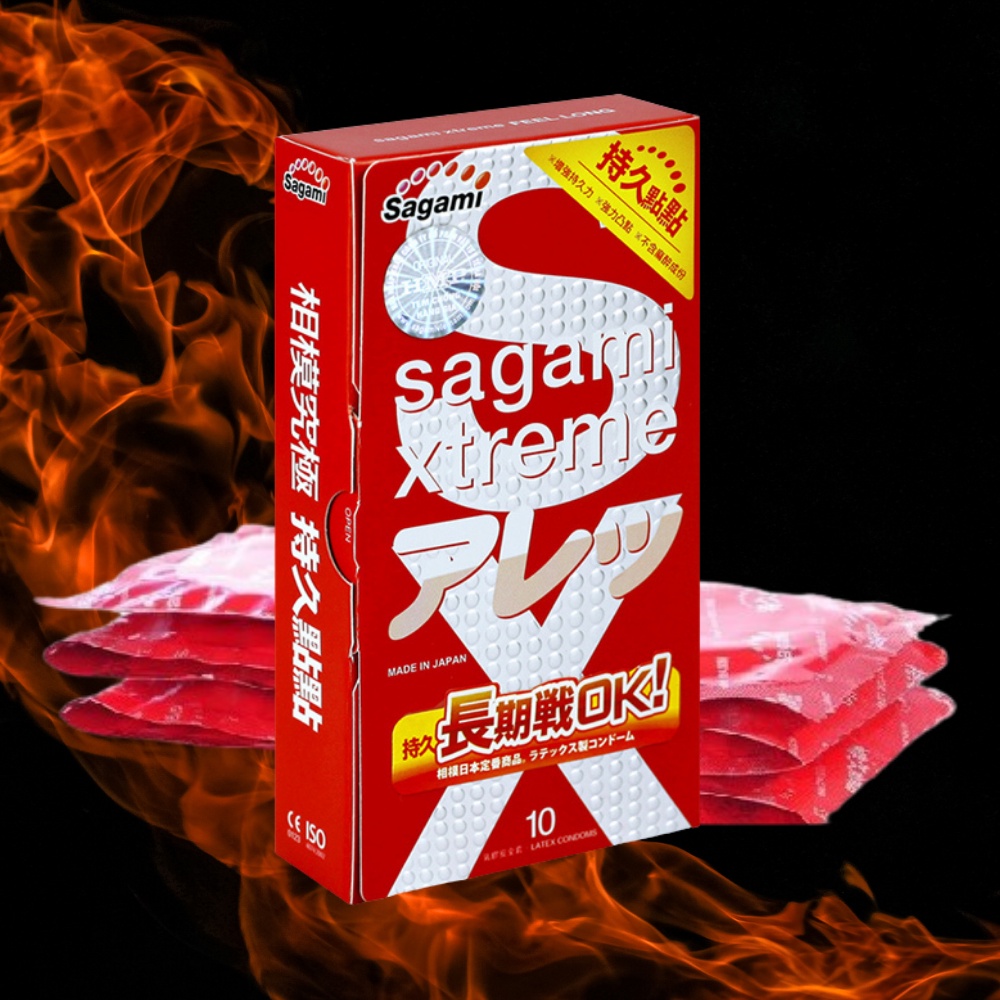 Bao cao su gai gân kéo dài thời gian Sagami Extreme Feel Long hộp 10