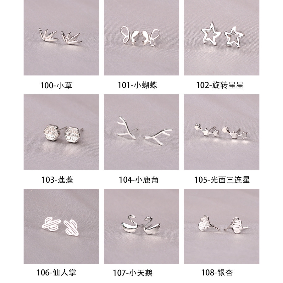Random earrings Khuyên Tai Bạc 925 Hình Động Vật Dễ Thương Cho Nữ 08-100