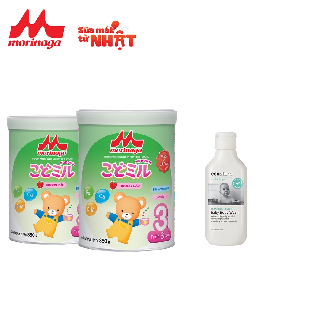 [Tặng sữa tắm cho bé Ecostore] Combo 2 hộp sữa số 3 Morinaga Kodomil 850gr - nguyên đai, nguyên tem chính hãng