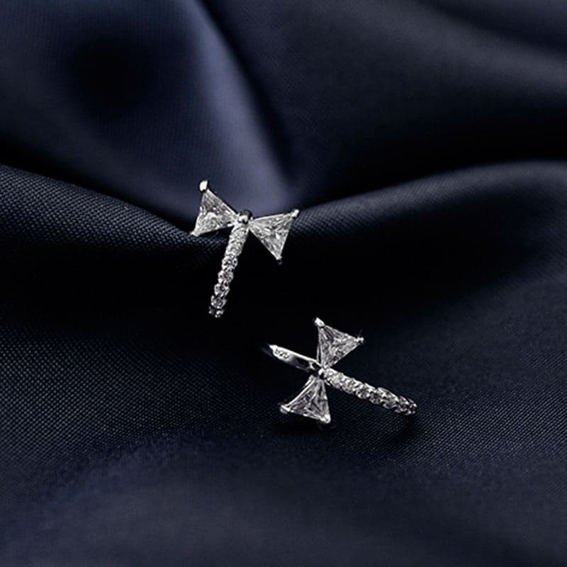 Khuyên tai bạc 925 hình nơ tiểu thư duyên dáng thanh lịch Dế Bạc - K5257