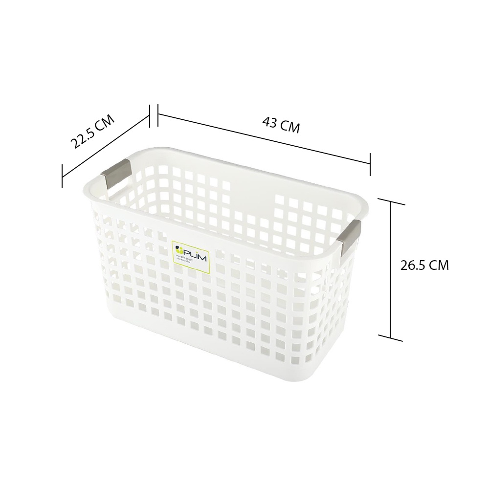 HomeBase PLIM Giỏ đựng đồ giặt bằng nhựa có tay cầm Thái Lan W43xH26,3xD22,5 màu trắng