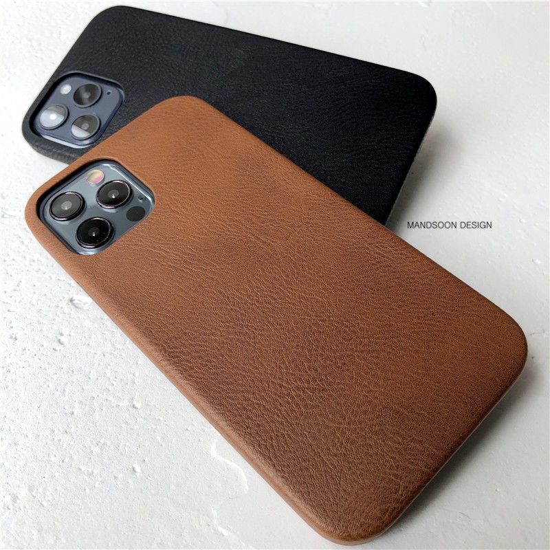 Ultra Ốp Điện Thoại Da Đơn Giản Siêu Mỏng Retro Cho iPhone 13 Pro Max 12 11Pro