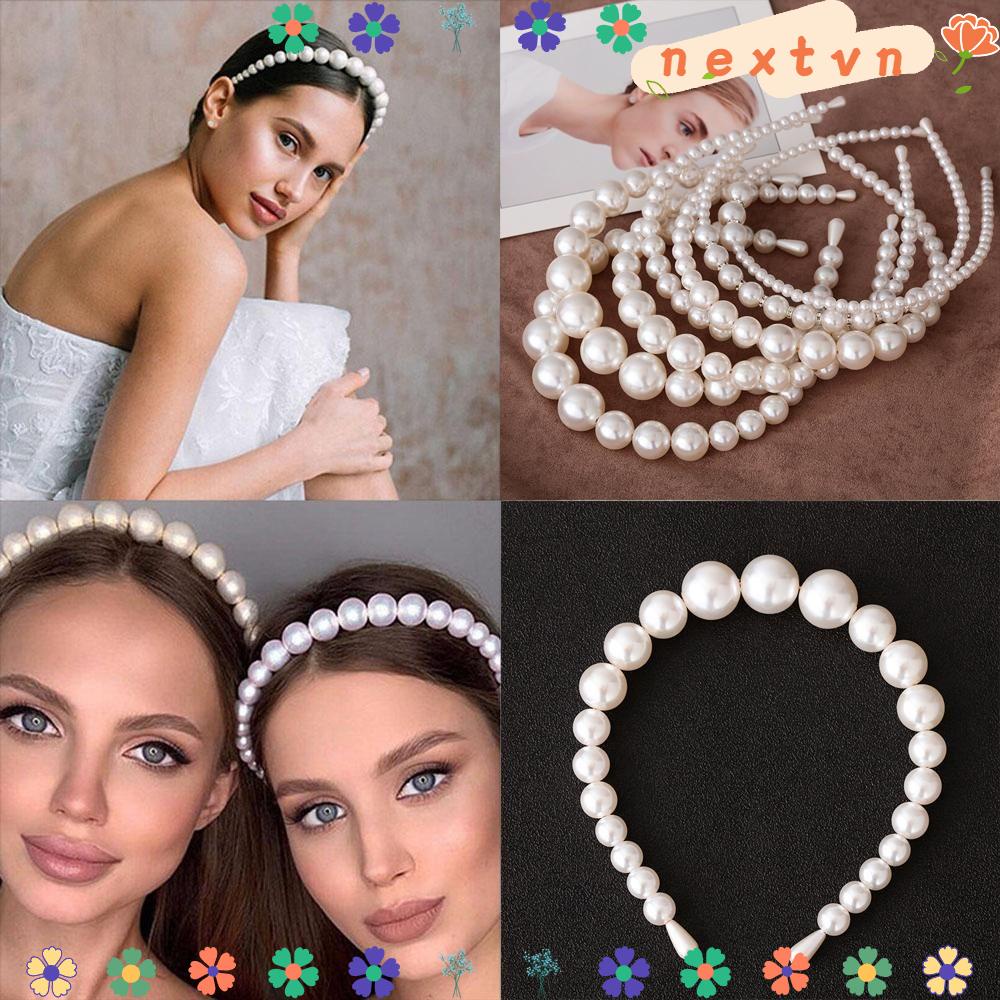 Băng Đô Cài Tóc Đính Ngọc Trai Nhân Tạo Xinh Xắn Cho Nữ