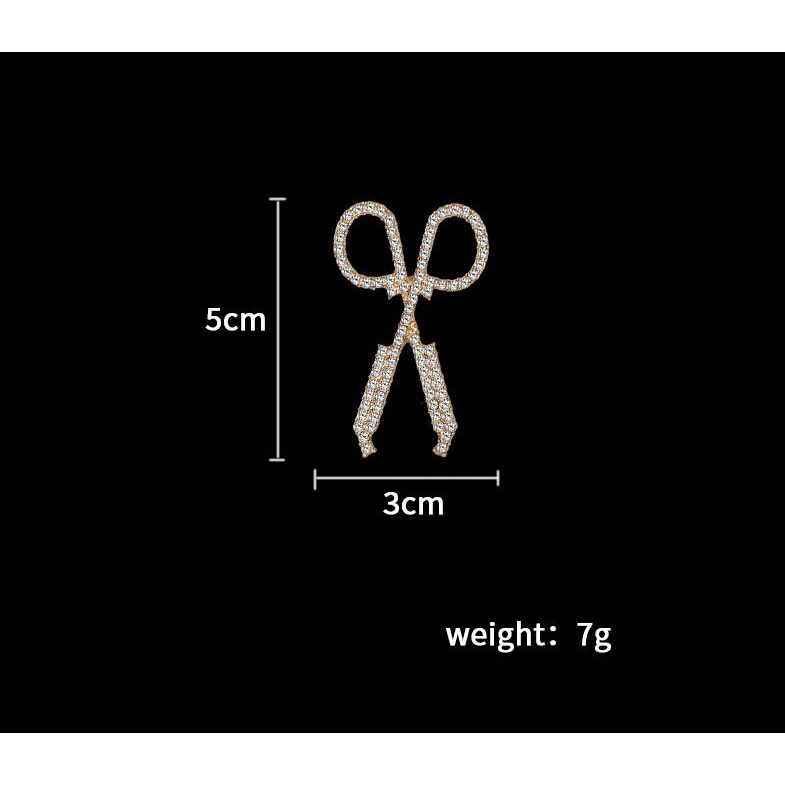 Ghim Cài Áo Hình Cây Kéo Đính Đá Bằng Hợp Kim Tinh Tế Chất Lượng Cao