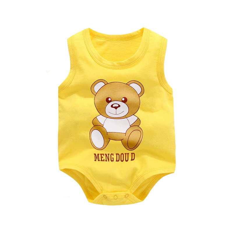 Bodysuit Chíp Ba Lỗ Quảng Châu Gấu Vàng Cho Bé / Bộ Sơ Sinh Liền Thân Thun Cotton Mùa Hè Mỏng Mát