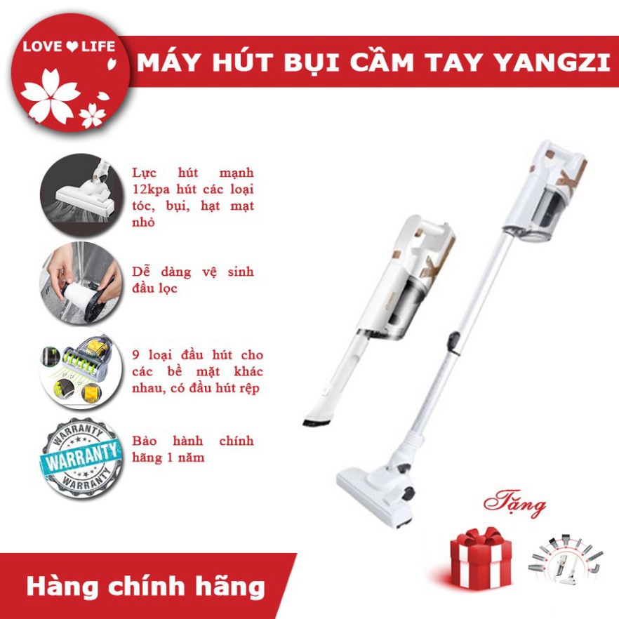 Máy hút bụi cầm tay Yangzi, lực hút mạnh 14kPa, công suất 600W, máy hút êm độ ồn chỉ 72db_Vimart