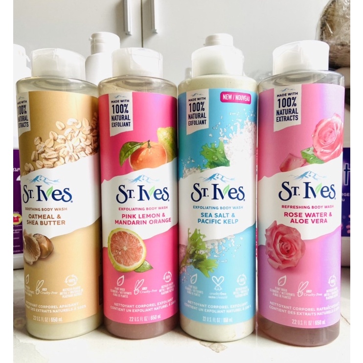 Chai lớn 650ml Sữa Tắm STIVES St.Ives Hương Cam Đào Và Chanh  Pink Lemon &amp; Mandarin Orange Body Wash