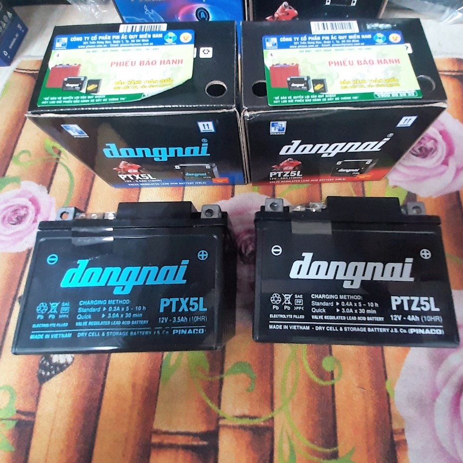 Ắc quy khô xe máy ĐÔNG NAI 12V - 3,5 Ah PTX5L dùng cho wave RS, RSV, 100S, RSX,110 RS, AirBlade 110,Lead, Exciter