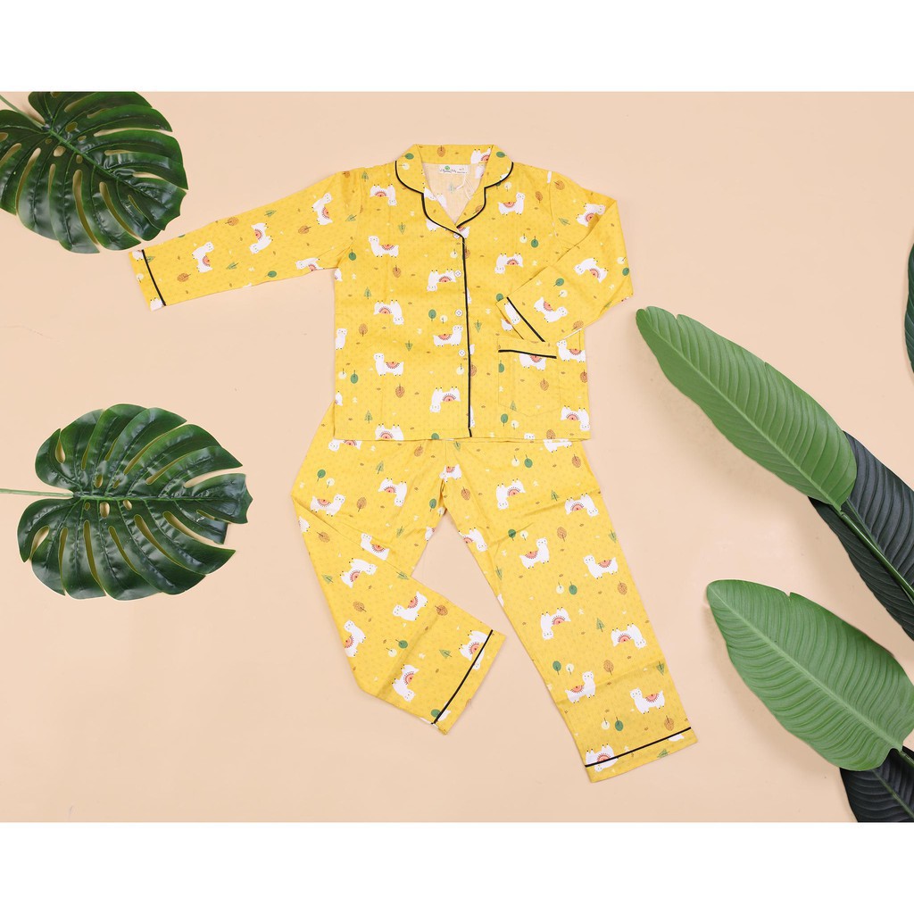 Bộ Pijama thô thu đông họa tiết dài tay bé gái size 8-12T, cho bạn từ 23-32kg. Chất thô dày dặn, không nhăn. Màu sắc đẹp