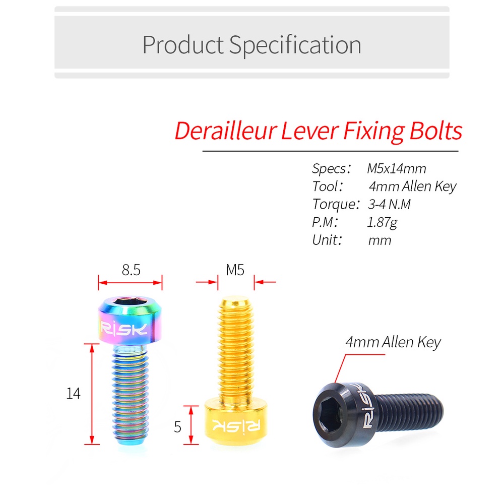 1 Bộ Ốc Vít Cố Định Cùi Đề Xe Đạp Siêu Nhẹ Bằng Hợp Kim Titan M5x14 Cho Xe Đạp MTB