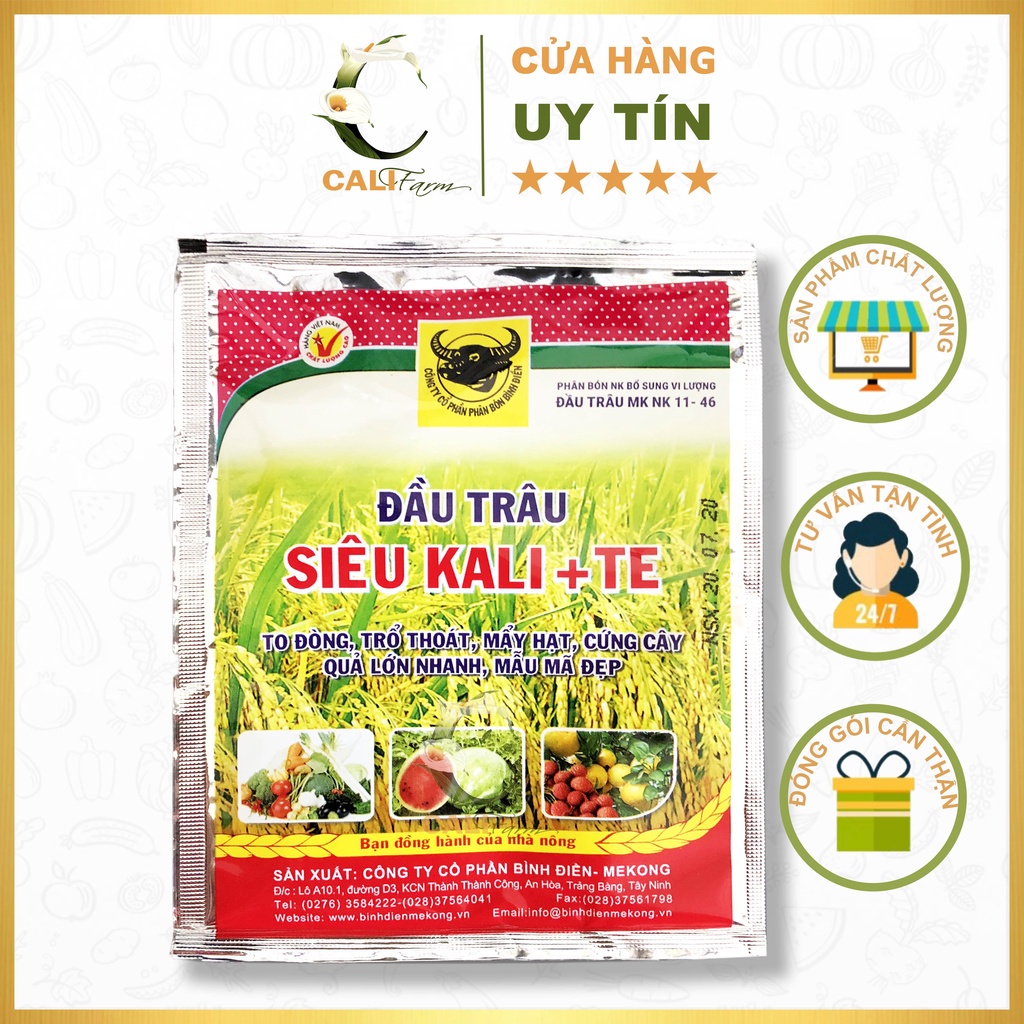 Phân bón lá Đầu Trâu Siêu Kali + Te (NK 11-46) Gói 25g Giúp Trái Lớn Nhanh - Đẹp - Cứng Cây