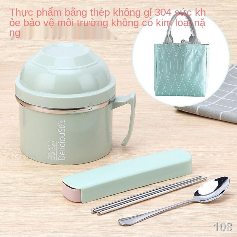 SHộp cơm inox 304 học sinh nữ nhân viên văn phòng trường trung học cơ sở có nắp đậy bát mì ăn liền ký túc xá cốc đựng th