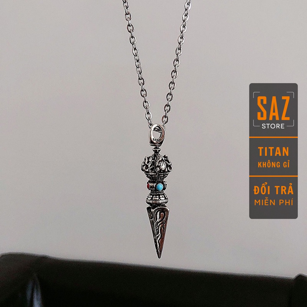 Dây Chuyền Nam Scepter Saz store Màu Bạc Đen - Mặt Vòng Cổ Mũi Nhọn Phong Cách Hàn Quốc Thép Titan Không Gỉ