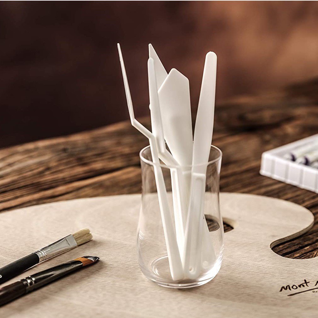 Bộ Bay Nhựa 5 Cây Mont Marte Dùng Cho Màu Oil-Acrylic - Studio Palette Knife Set 5pce